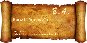 Boszi Agenór névjegykártya